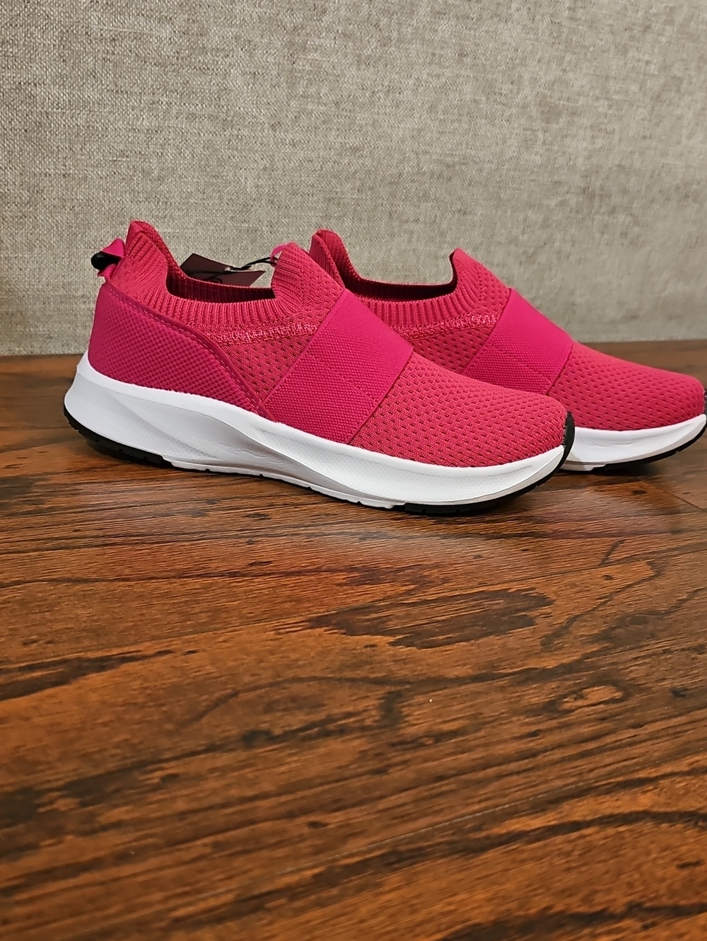 Athletic Works Women's Slip-On Sneakers in Bright Pink with White Sole